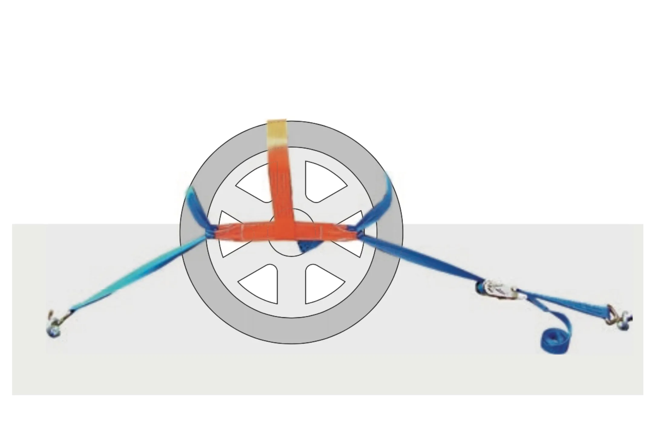 PKW Transport-Spanngurt über Rad 